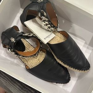 Givenchy Capri Chain Espadrilles in Black with Silver Chains
